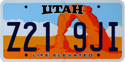 UT license plate Z219JI