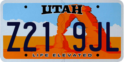 UT license plate Z219JL