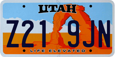 UT license plate Z219JN
