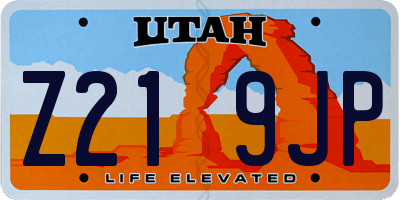 UT license plate Z219JP
