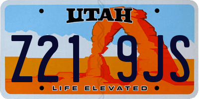 UT license plate Z219JS