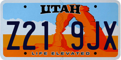 UT license plate Z219JX