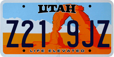 UT license plate Z219JZ