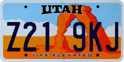 UT license plate Z219KJ