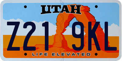 UT license plate Z219KL