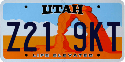 UT license plate Z219KT