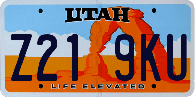 UT license plate Z219KU