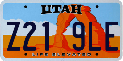UT license plate Z219LE