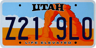 UT license plate Z219LO