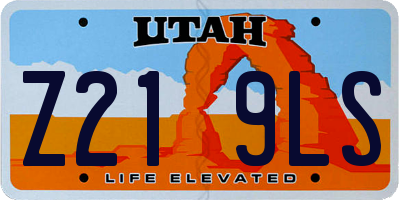 UT license plate Z219LS