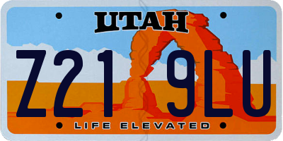 UT license plate Z219LU