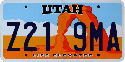 UT license plate Z219MA