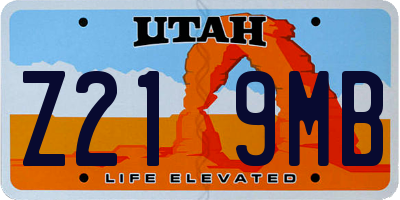 UT license plate Z219MB