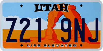 UT license plate Z219NJ