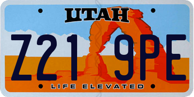 UT license plate Z219PE