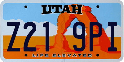 UT license plate Z219PI