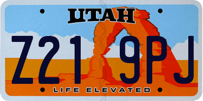 UT license plate Z219PJ