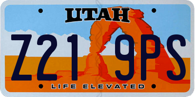 UT license plate Z219PS