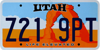 UT license plate Z219PT