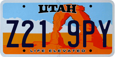 UT license plate Z219PY