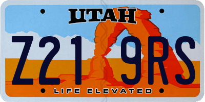 UT license plate Z219RS