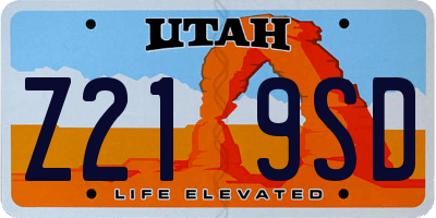 UT license plate Z219SD