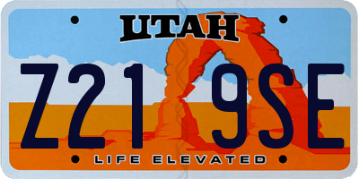 UT license plate Z219SE