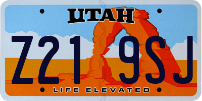 UT license plate Z219SJ