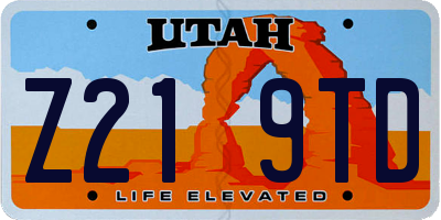 UT license plate Z219TD