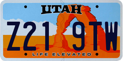 UT license plate Z219TW