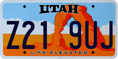 UT license plate Z219UJ