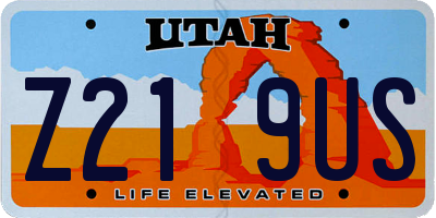 UT license plate Z219US