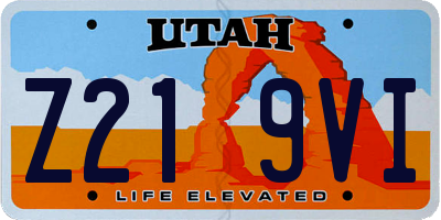 UT license plate Z219VI