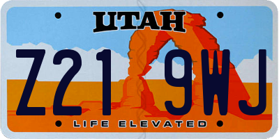 UT license plate Z219WJ