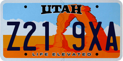 UT license plate Z219XA