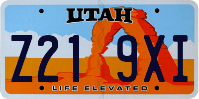 UT license plate Z219XI