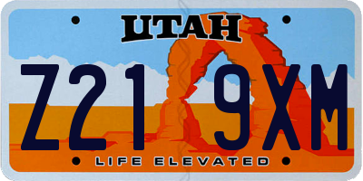 UT license plate Z219XM