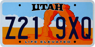 UT license plate Z219XQ