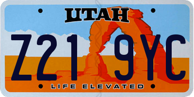 UT license plate Z219YC