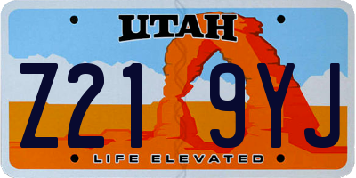 UT license plate Z219YJ