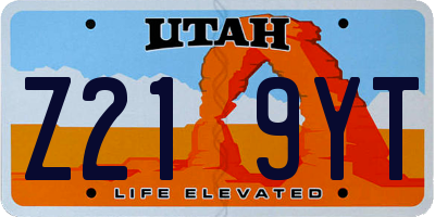 UT license plate Z219YT