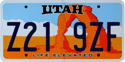 UT license plate Z219ZF