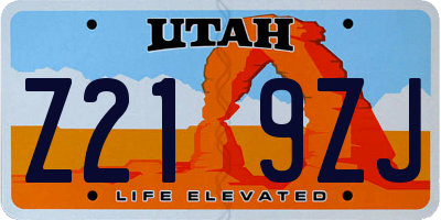 UT license plate Z219ZJ