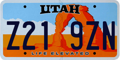 UT license plate Z219ZN