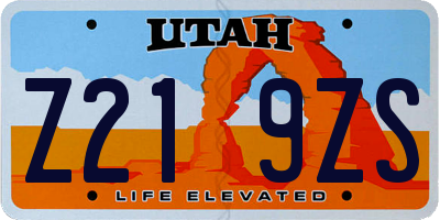 UT license plate Z219ZS