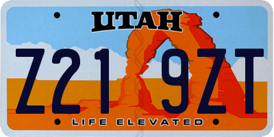 UT license plate Z219ZT