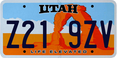 UT license plate Z219ZV