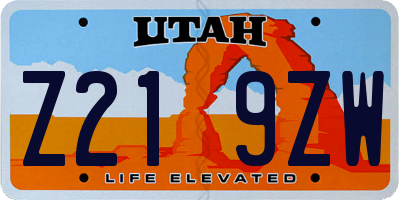 UT license plate Z219ZW