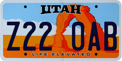 UT license plate Z220AB
