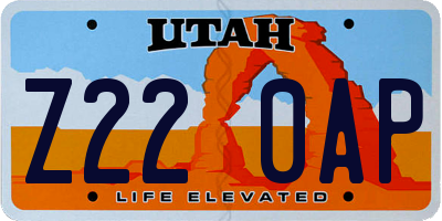 UT license plate Z220AP